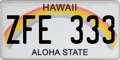 HI license plate ZFE333
