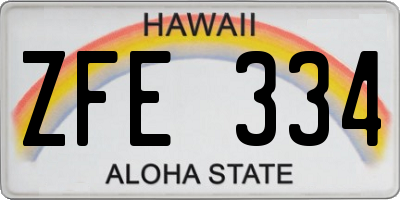 HI license plate ZFE334
