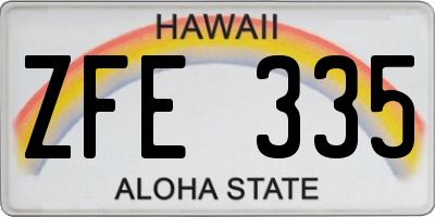 HI license plate ZFE335