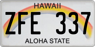 HI license plate ZFE337