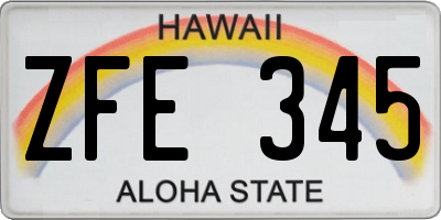 HI license plate ZFE345
