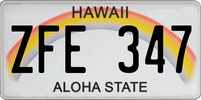 HI license plate ZFE347