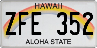 HI license plate ZFE352