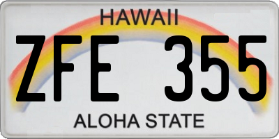 HI license plate ZFE355