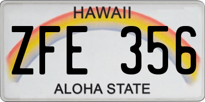 HI license plate ZFE356