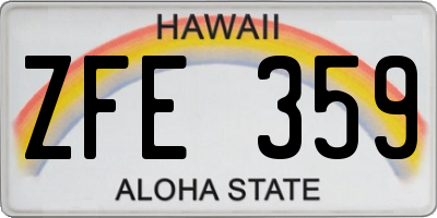 HI license plate ZFE359