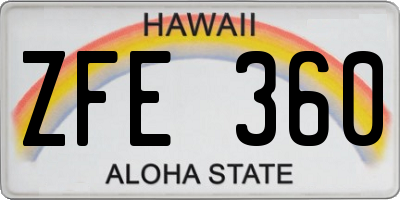 HI license plate ZFE360