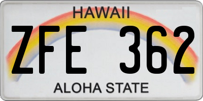 HI license plate ZFE362