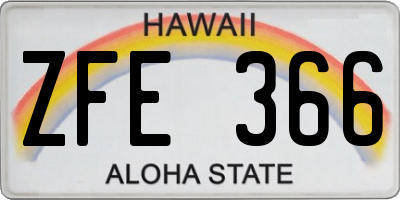 HI license plate ZFE366