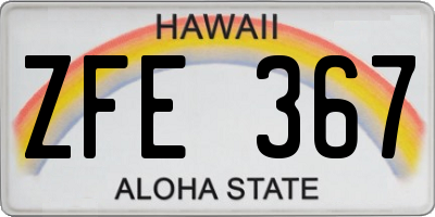 HI license plate ZFE367