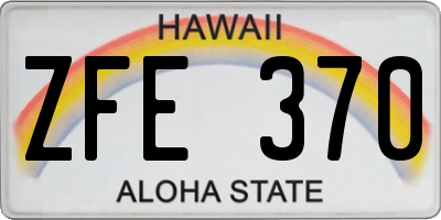 HI license plate ZFE370