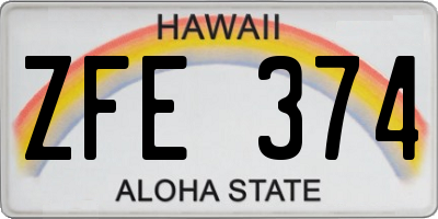 HI license plate ZFE374