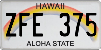 HI license plate ZFE375
