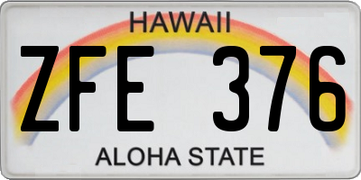 HI license plate ZFE376
