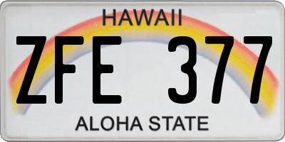 HI license plate ZFE377