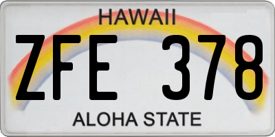 HI license plate ZFE378