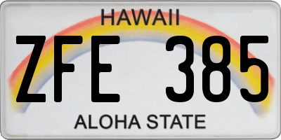 HI license plate ZFE385