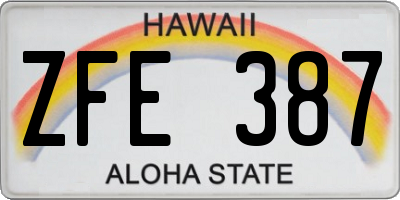 HI license plate ZFE387