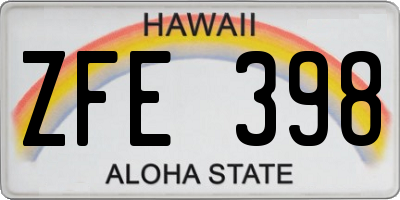 HI license plate ZFE398