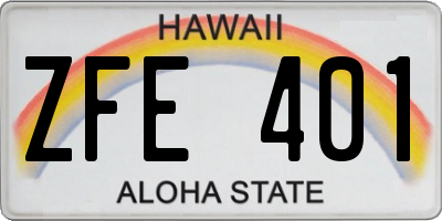 HI license plate ZFE401