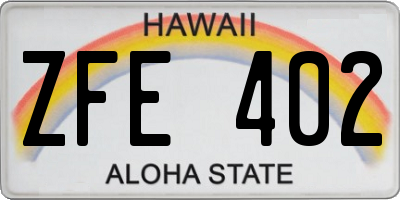 HI license plate ZFE402