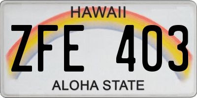 HI license plate ZFE403