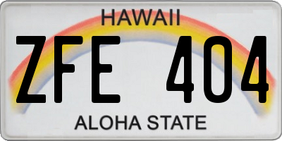 HI license plate ZFE404