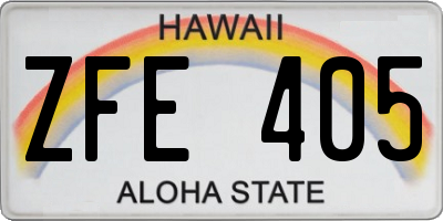 HI license plate ZFE405