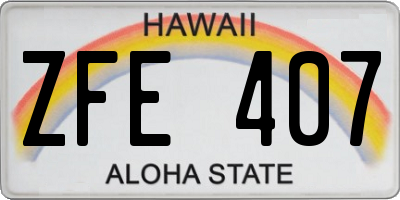 HI license plate ZFE407