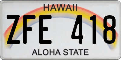 HI license plate ZFE418
