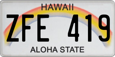 HI license plate ZFE419