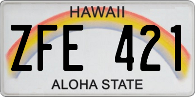 HI license plate ZFE421