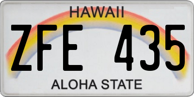 HI license plate ZFE435