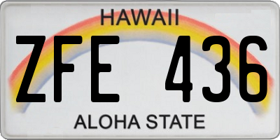 HI license plate ZFE436