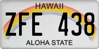HI license plate ZFE438