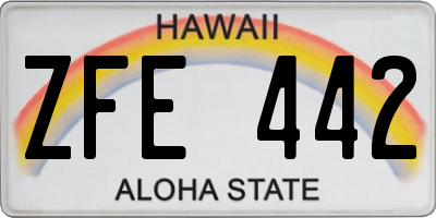 HI license plate ZFE442