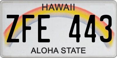 HI license plate ZFE443