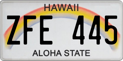 HI license plate ZFE445