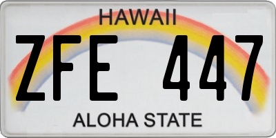 HI license plate ZFE447