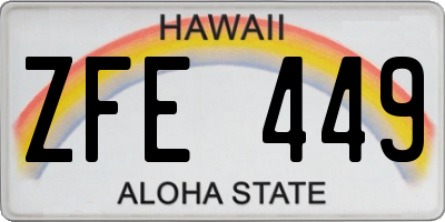 HI license plate ZFE449