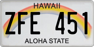 HI license plate ZFE451