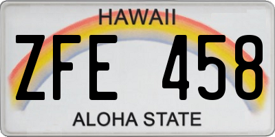 HI license plate ZFE458