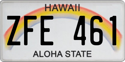 HI license plate ZFE461