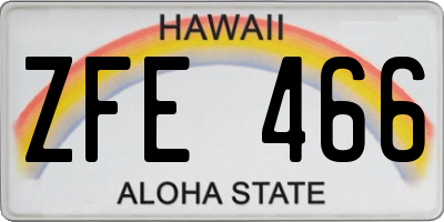 HI license plate ZFE466