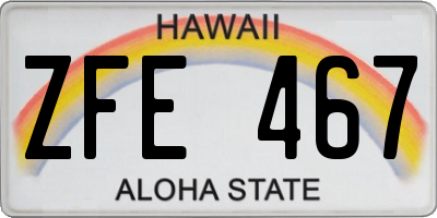 HI license plate ZFE467