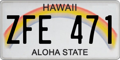 HI license plate ZFE471