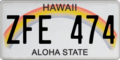HI license plate ZFE474