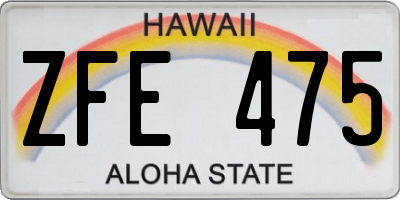 HI license plate ZFE475