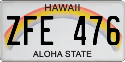 HI license plate ZFE476