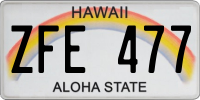 HI license plate ZFE477